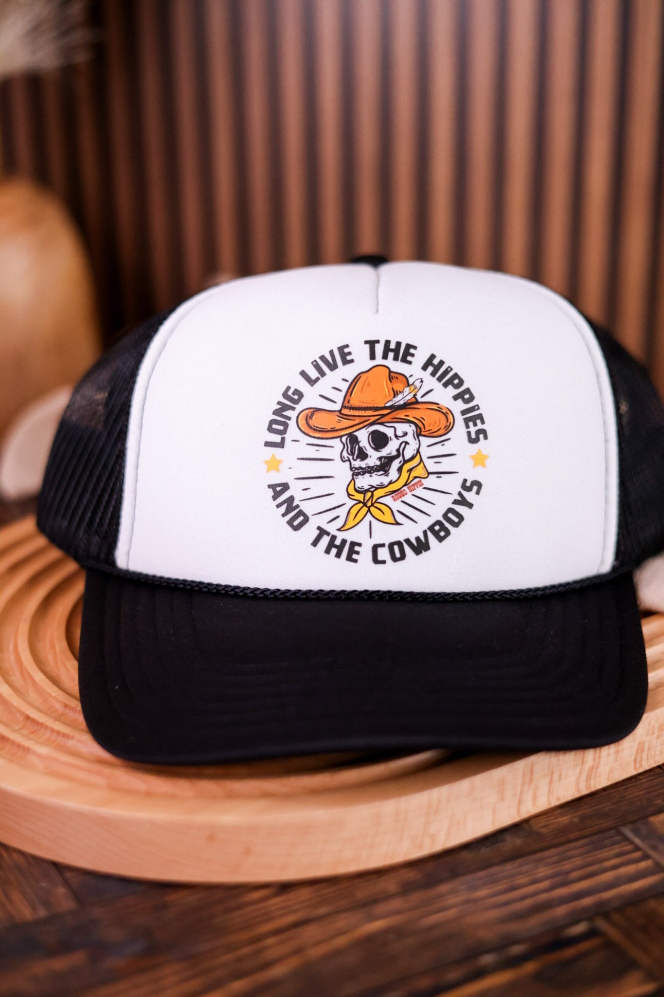 Long LIve Hippies & Cowboys Trucker Hat - Whiskey Skies - RODEO HIPPIE
