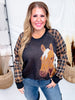 Long Plaid Sleeve Western Horse Print Midi - Sweater - Whiskey Skies - 2 FLY CO.