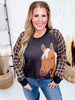 Long Plaid Sleeve Western Horse Print Midi - Sweater - Whiskey Skies - 2 FLY CO.