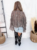 Long Ruffle Sleeve Leopard Print Blouse W/ Tassel Tie Neckline - Whiskey Skies - ODDI