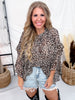 Long Ruffle Sleeve Leopard Print Blouse W/ Tassel Tie Neckline - Whiskey Skies - ODDI