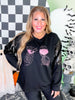 Long Sequin Sleeve Black Top W/ Poison Glasses Detail - Whiskey Skies - SOUTHERN GRACE