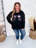 Long Sequin Sleeve Black Top W/ Poison Glasses Detail - Whiskey Skies - SOUTHERN GRACE