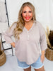 Long Sleeve 3/4 Button V - Neck Waffle Tunic Top (8 Colors) - Whiskey Skies - ANDREE BY UNIT