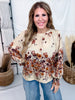Long Sleeve Autumn Garden Top With Round Neckline - Whiskey Skies - ODDI