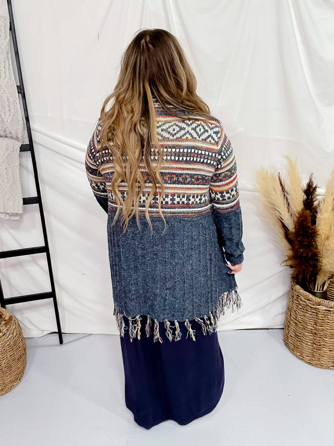 Long Sleeve Aztec Sweater Cardigan - Whiskey Skies - ADORA