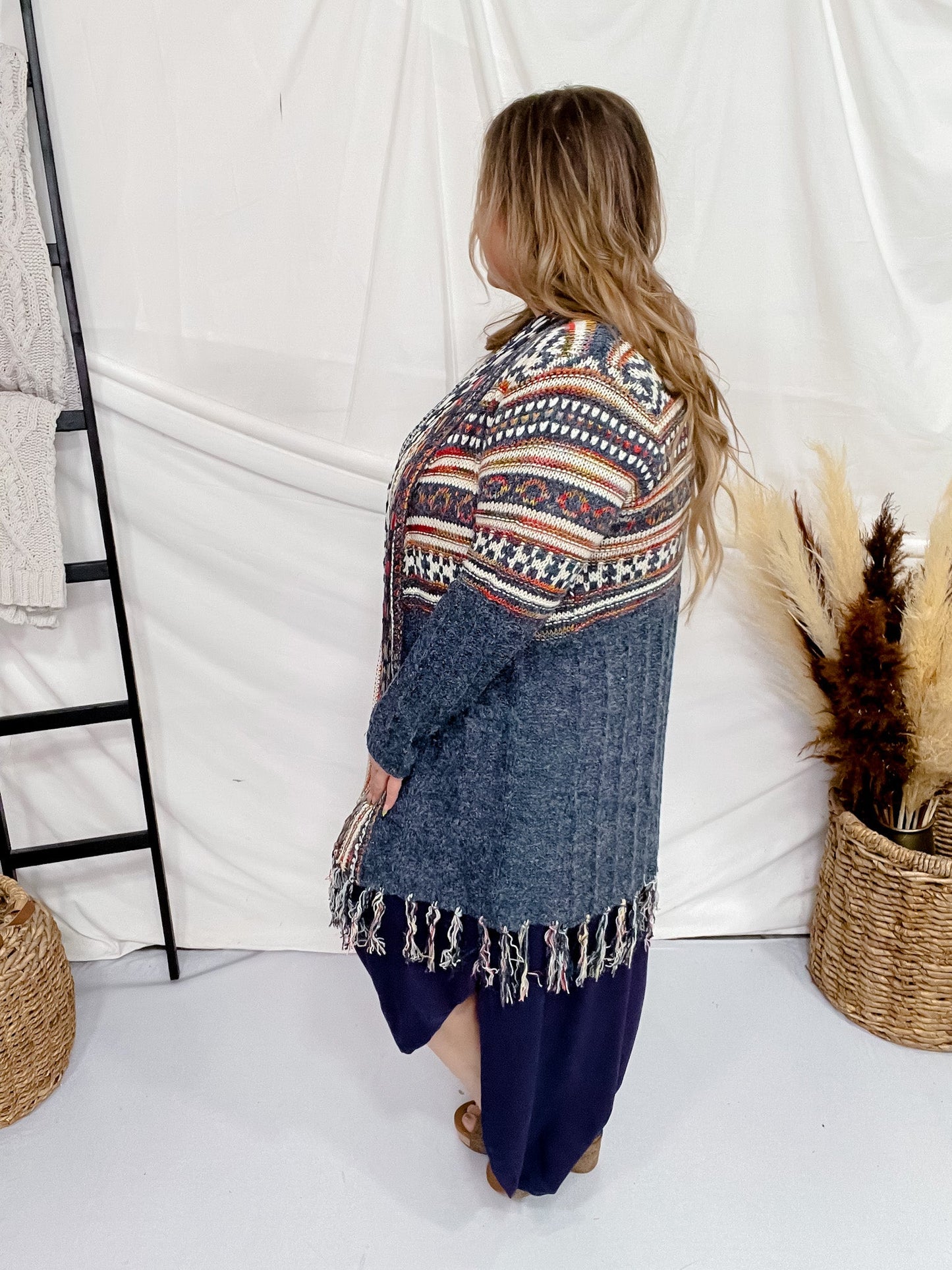 Long Sleeve Aztec Sweater Cardigan - Whiskey Skies - ADORA