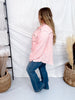 Long Sleeve Baby Pink Button Down Top W/ Studding Details - Whiskey Skies - POL CLOTHING INC.