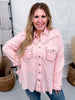 Long Sleeve Baby Pink Button Down Top W/ Studding Details - Whiskey Skies - POL CLOTHING INC.
