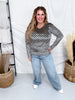 Long Sleeve Black and Beige Checkerboard Velvet Top - Whiskey Skies - J.NNA