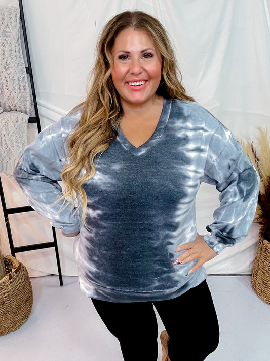 Long Sleeve Black and White Tie Dye Pullover - Whiskey Skies - SEW IN LOVE