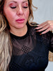 Long Sleeve Black Floral Plaid Mesh Top - Whiskey Skies - DAVI & DANI