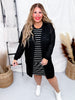 Long Sleeve Black Knit Open Cardigan - Whiskey Skies - WHITE BIRCH