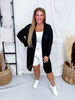Long Sleeve Black Knit Open Cardigan - Whiskey Skies - WHITE BIRCH