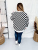 Long Sleeve Black & White Checkered Sweatshirt - Whiskey Skies - JADE BY JANE