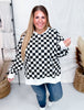Long Sleeve Black & White Checkered Sweatshirt - Whiskey Skies - JADE BY JANE