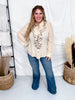 Long Sleeve Blouse W/ Cascading Front Ruffles Trimmed In Black - Whiskey Skies - SEW IN LOVE
