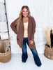 Long Sleeve Brown Knit Cardigan - Whiskey Skies - WHITE BIRCH