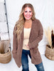 Long Sleeve Brown Knit Cardigan - Whiskey Skies - WHITE BIRCH