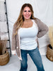 Long Sleeve Brown & Sand Open Knit Cardigan - Whiskey Skies - WHITE BIRCH