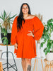 Long Sleeve Burnt Orange Minidress - Whiskey Skies - ODDI