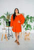 Long Sleeve Burnt Orange Minidress - Whiskey Skies - ODDI