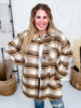 Long Sleeve Button Down Checkered Shacket - Whiskey Skies - SEW IN LOVE