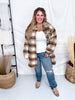 Long Sleeve Button Down Checkered Shacket - Whiskey Skies - SEW IN LOVE