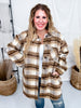 Long Sleeve Button Down Checkered Shacket - Whiskey Skies - SEW IN LOVE