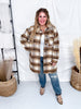 Long Sleeve Button Down Checkered Shacket - Whiskey Skies - SEW IN LOVE