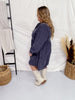 Long Sleeve Button Down Corduroy Dress in Blue - Gray - Whiskey Skies - JODIFL