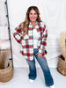 Long Sleeve Button Down Plaid Shacket - Whiskey Skies - SHE + SKY