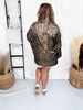 Long Sleeve Button Down Silky Leopard Blouse - Whiskey Skies - SEW IN LOVE