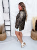 Long Sleeve Button Down Silky Leopard Blouse - Whiskey Skies - SEW IN LOVE