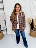 Long Sleeve Button Front Hooded Plaid Shacket - Whiskey Skies - P.S. KATE