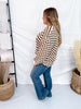 Long Sleeve Checkered & Striped Color Block Sweater Knit - Whiskey Skies - WHITE BIRCH