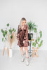 Long Sleeve Chocolate Velvet Dress - Whiskey Skies - GEEGEE