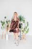 Long Sleeve Chocolate Velvet Dress - Whiskey Skies - GEEGEE