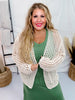 Long Sleeve Crochet Net Open Front Cardigan - Whiskey Skies - BIBI