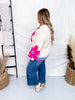 Long Sleeve Daisy Pattern Knit Pullover Sweater - Whiskey Skies - EASEL
