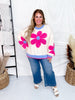 Long Sleeve Daisy Pattern Knit Pullover Sweater - Whiskey Skies - EASEL