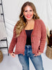 Long Sleeve Dark Mauve Button Down Sweater - Whiskey Skies - WHITE BIRCH