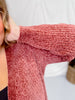 Long Sleeve Dark Mauve Button Down Sweater - Whiskey Skies - WHITE BIRCH