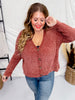 Long Sleeve Dark Mauve Button Down Sweater - Whiskey Skies - WHITE BIRCH