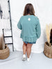 Long Sleeve Dark Sage Acid Washed Sweatshirt - Whiskey Skies - ODDI
