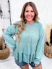 Long Sleeve Dark Sage Acid Washed Sweatshirt - Whiskey Skies - ODDI