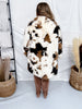 Long Sleeve Faux Fur Cowhide Pattern Coat - Whiskey Skies - DAVI & DANI