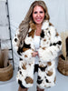 Long Sleeve Faux Fur Cowhide Pattern Coat - Whiskey Skies - DAVI & DANI