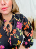 Long Sleeve Floral Dress W/ Front Tie Details - Whiskey Skies - ODDI