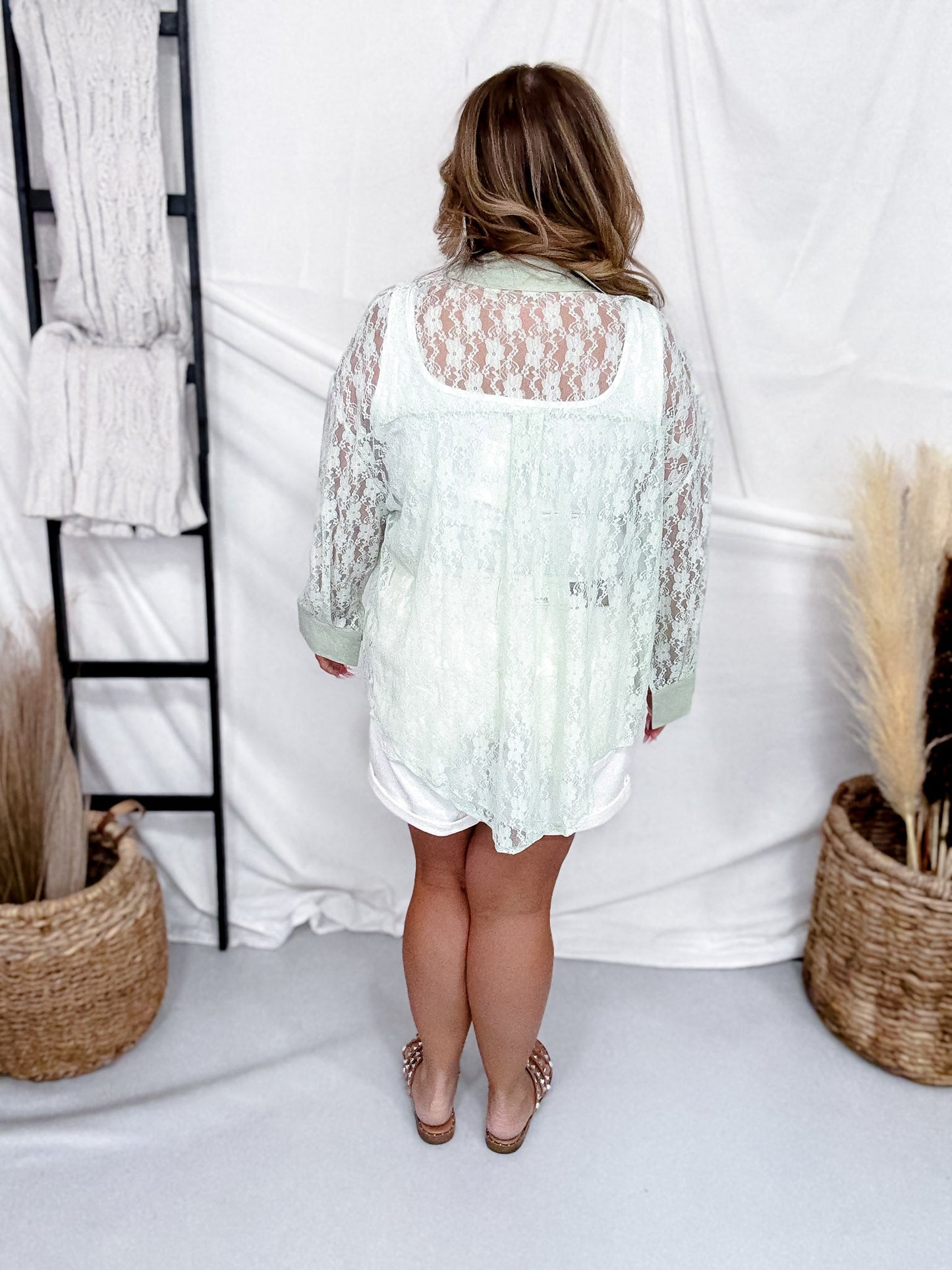 Long Sleeve Floral Lace Button Front Top (6 Colors) - Whiskey Skies - SOUTHERN GRACE